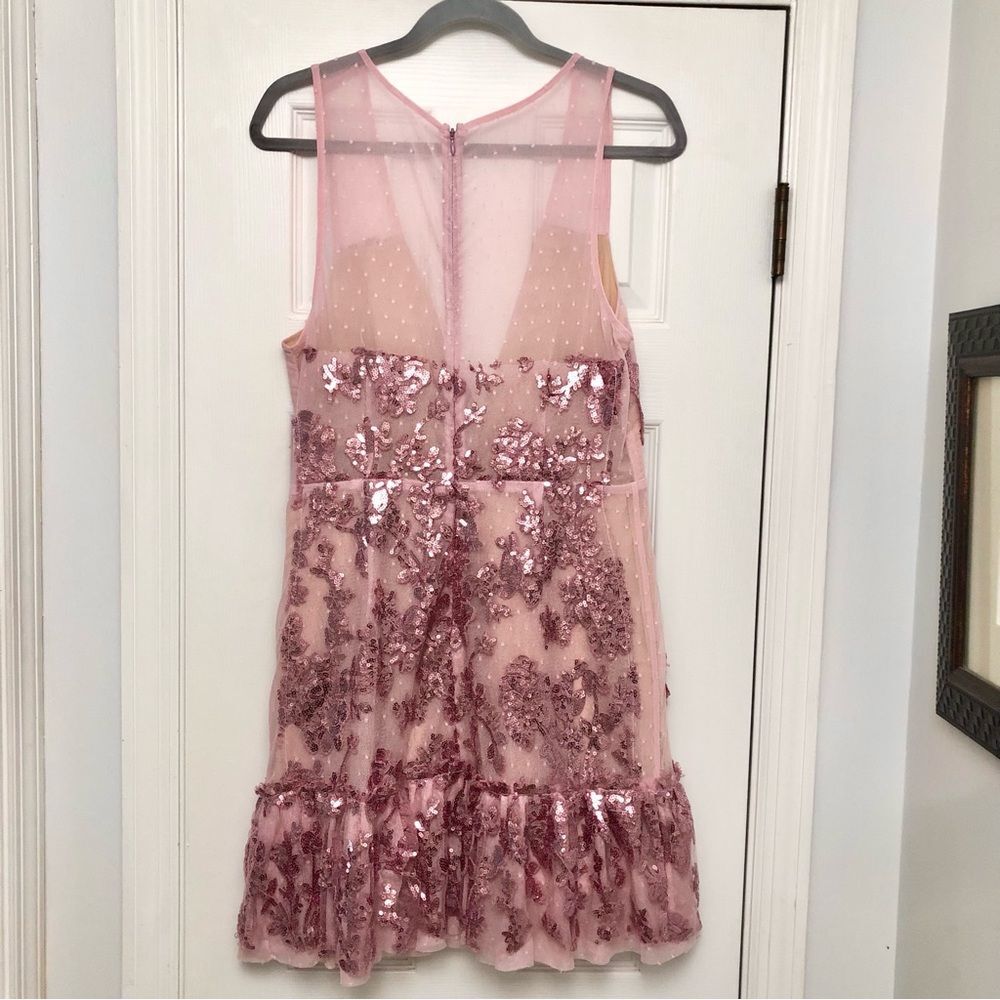 NBD x Revolve Pink Sequin Sweet Dreams Mini Dress Plunging Deep V-Neck L - Picture 9 of 9